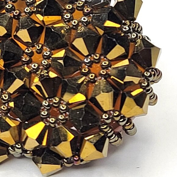 Sparkling Crystal Bicone Beads Cluster Ring Glitter Beaded Stretch Ring - Picture 3 of 10